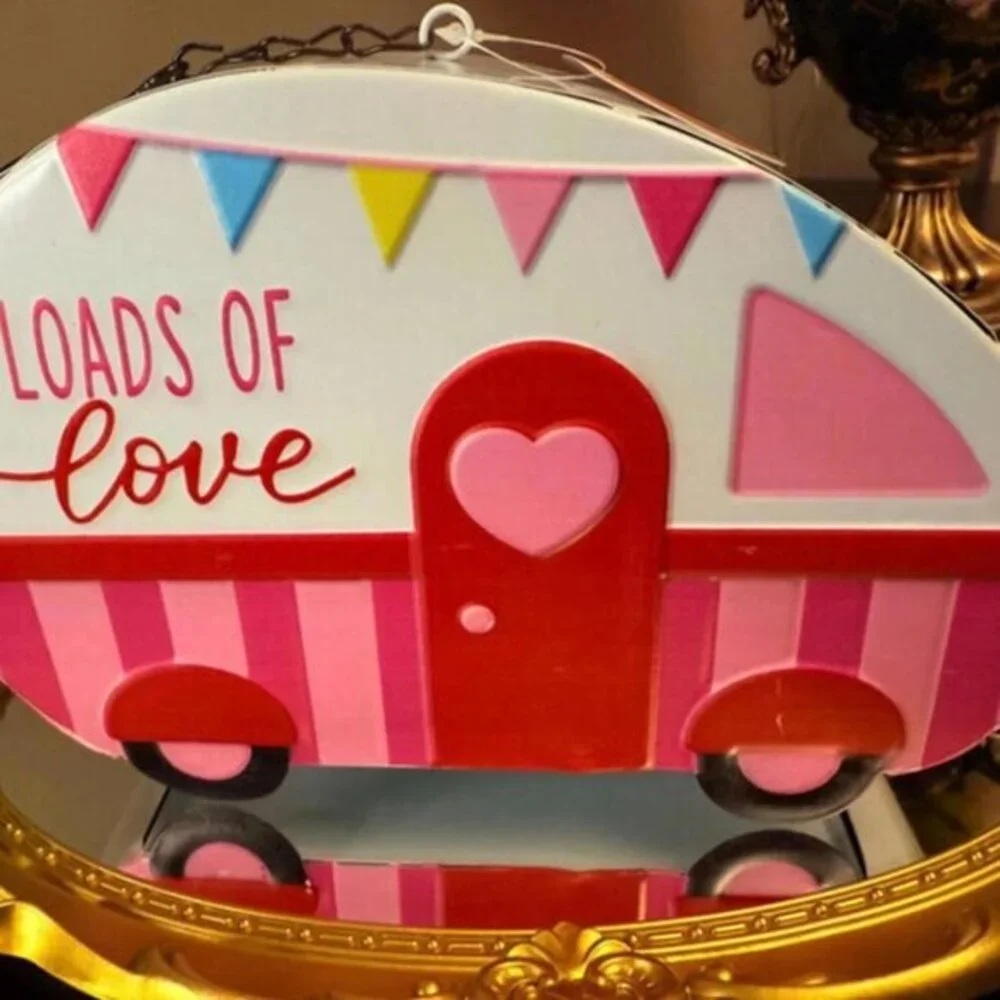 Valentine Camper Decor Loads of Love Retro Trailer Tabletop Decor NWT